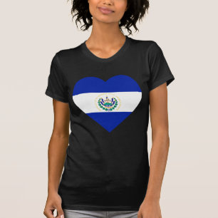 T-shirt Coração da bandeira de El Salvador