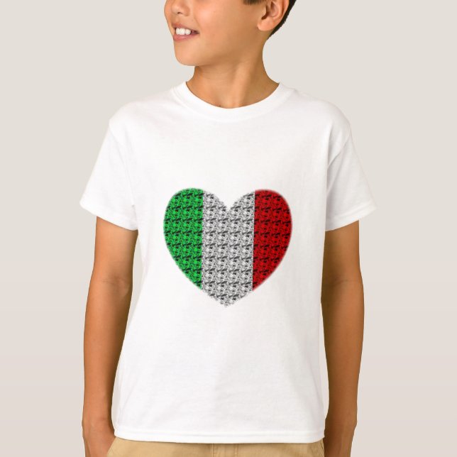 T-shirt Coração da bandeira de Italia (Frente)