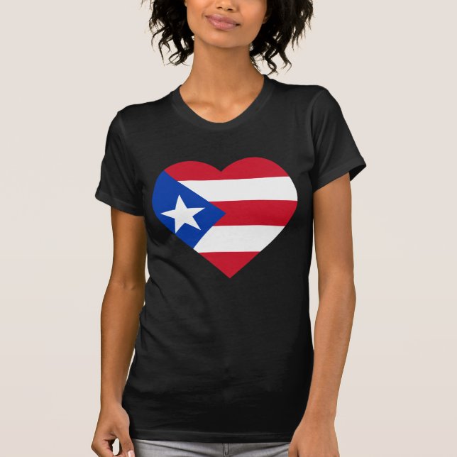 T-shirt Coração da bandeira de Puerto Rico (Frente)