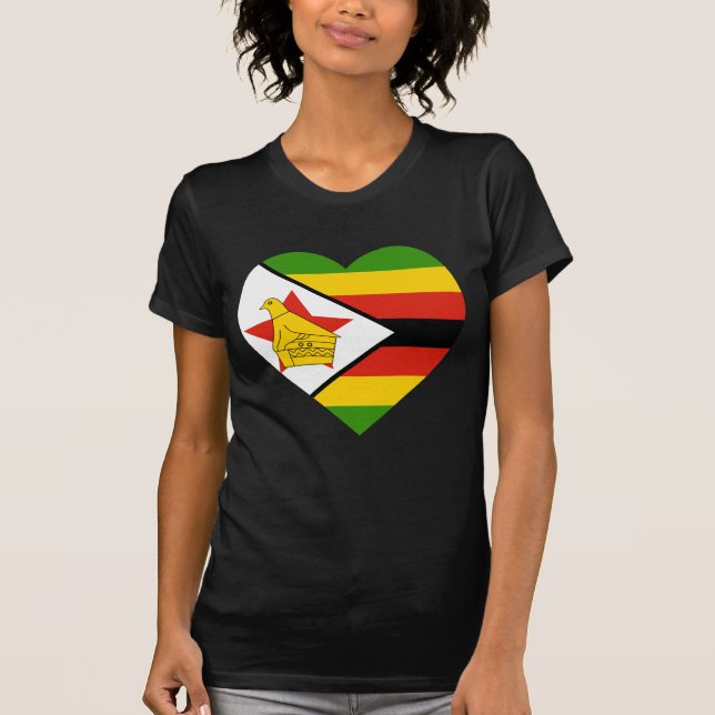 T-shirt Coração da bandeira de Zimbabwe (Frente)