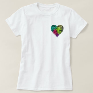 T-shirt Coração da zebra do arco-íris