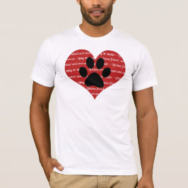 T-shirt Coração de adoção e resgate de animais com pata