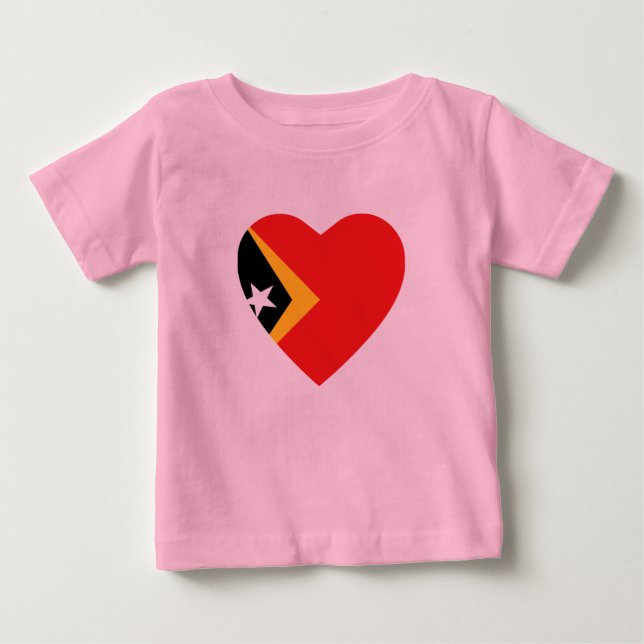 T-Shirt Coração de Bandeira de Timor-Leste (Frente)