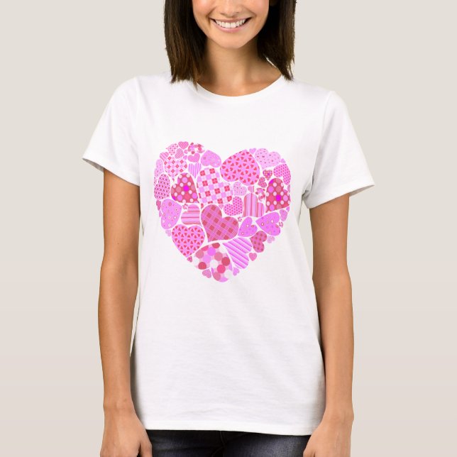 T-shirt Coração de Colchetes Rosa (Frente)