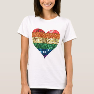 T-shirt coração do arco-íris do lgbt