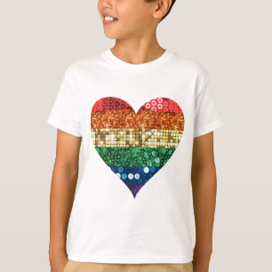 T-shirt coração do arco-íris do lgbt