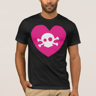 T-shirt coração do crânio