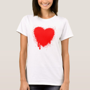 T-shirt Coração do Grunge - vermelho