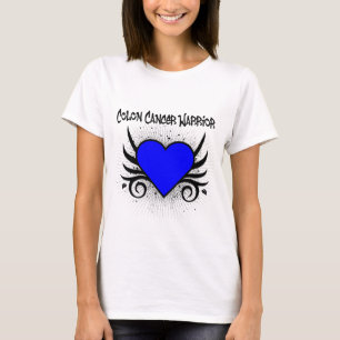 T-shirt Coração do guerreiro do cancro do cólon