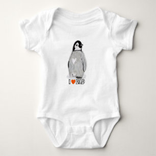 T-shirt Coração do pinguim do bebê eu amo o dorminhoco da