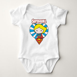 T-shirt Coração e Logotipo da Supergirl Chibi Starburst