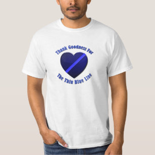 T-shirt Coração fina de linha azul