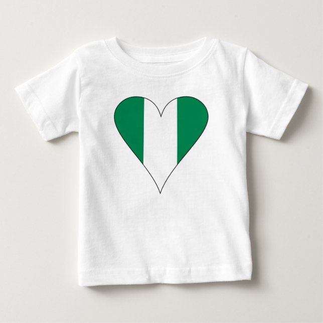 T-shirt Coração Funky Nigeriano Bandeira (Frente)