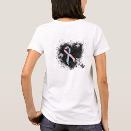 T-shirt Coração Grunge de Sensibilização com Fita Azul Cor
