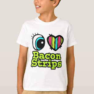 T-shirt Coração Olho Brilhante Eu Adoro Fitas De Bacon