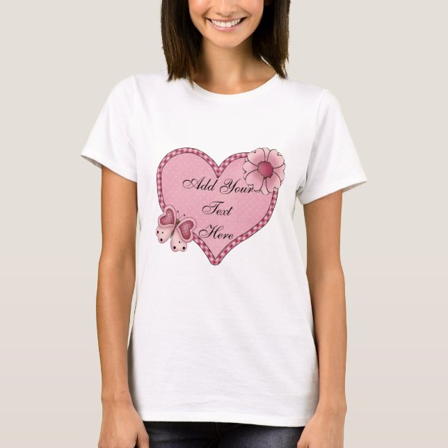 T-shirt Coração Personalizável de Boneca de Amor T (Frente)