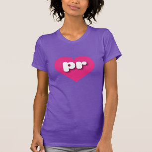 T-shirt Coração Rosa Quente de Porto Rico - amor