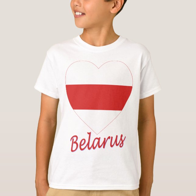 T-shirt Coração (tradicional) da bandeira de Belarus (Frente)