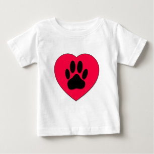 T-shirt Coração Vermelho Com Impressão De Pata De Cão
