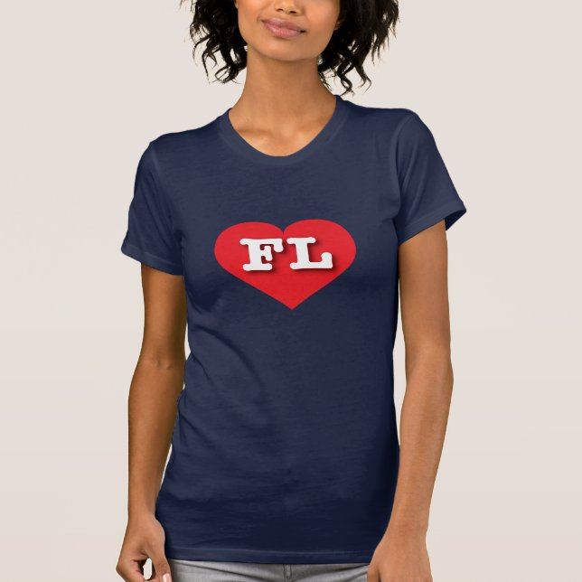 T-shirt Coração Vermelho da Flórida - Eu amo FL (Frente)