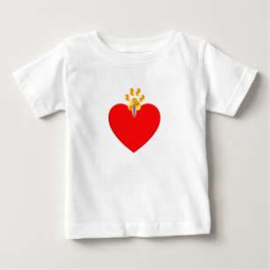 T-shirt Coração vermelho e pata dourada