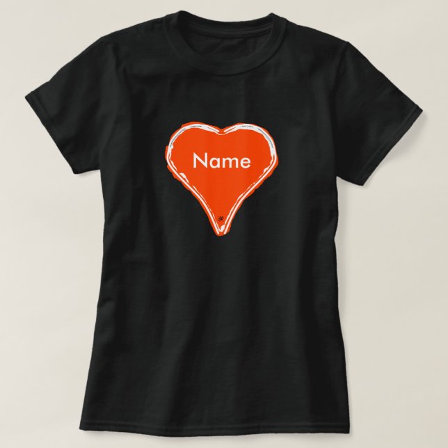 T-shirt Coração Vermelho esperando um nome (Frente do Design)