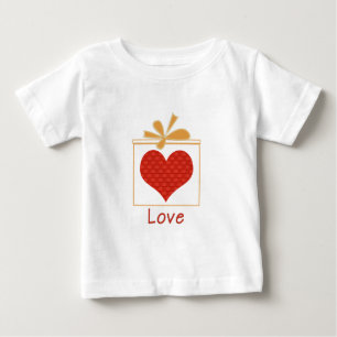 T-shirt Coração Vermelho Fofo Caixa de Ouro AMOR