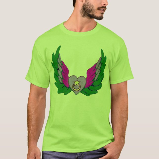 T-shirt Coração voado Sufi verde (Frente)