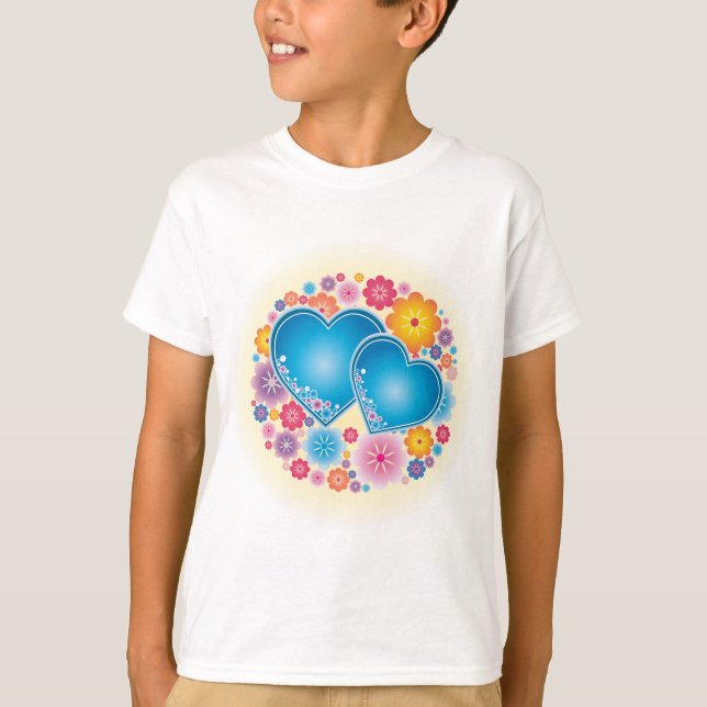 T-shirt Corações Azuis Floral (Frente)