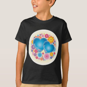 T-shirt Corações Azuis Floral