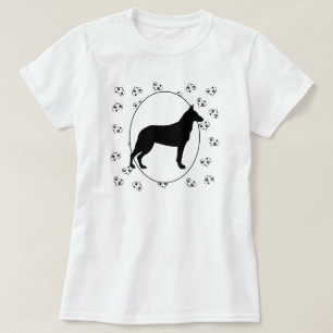 T-shirt Corações e Pawprints de Malinois do belga