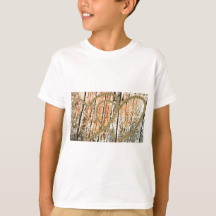 T-shirt Corações entrelaçados corda de amor coração madeir