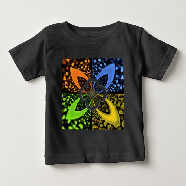 T-shirt Corações Iridescentes, Abstrato de Bolinhas (Frente)