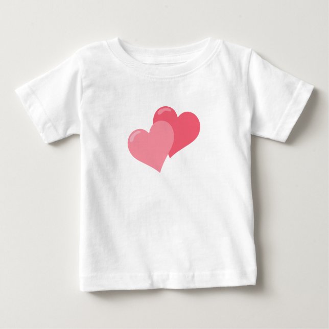 T-shirt Corações Rosa Gêmeos (Frente)