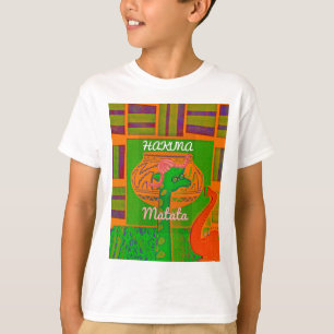 T-shirt Cores de Girafa Verde Rasta Ouro Vermelho Africano