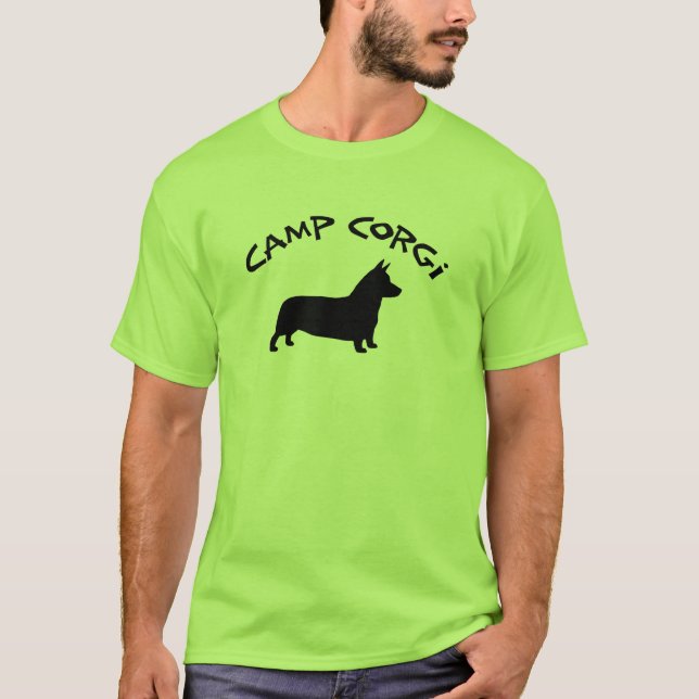 T-shirt Corgi do acampamento (Frente)
