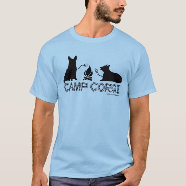 T-shirt Corgi do acampamento (Frente)