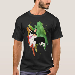 T-shirt Corgi Tricolor de Galês com um respingo