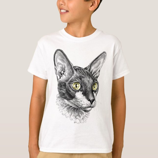T-shirt Cornish Rex Sketch (Frente)