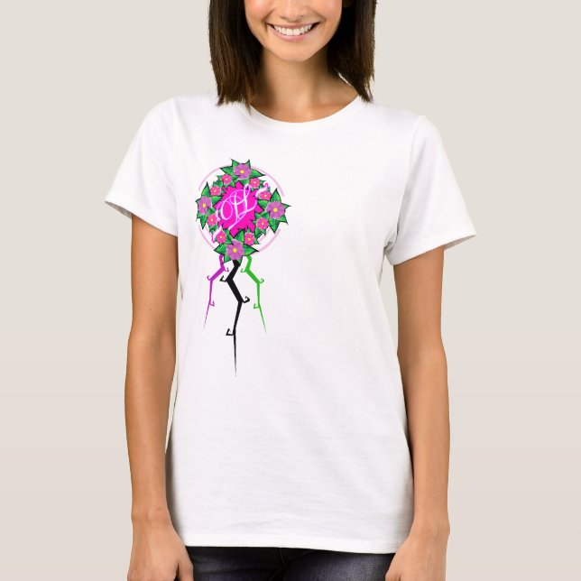 T-shirt Coroa divina da flor (Frente)