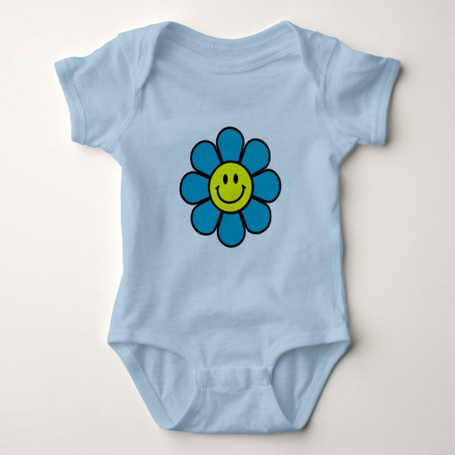 T-shirt Corredor da Criança da Flor (azul) (Frente)