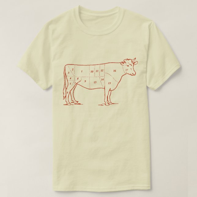 T-shirt Cortes retros da carne (Frente do Design)
