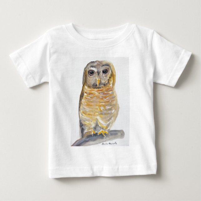 T-shirt Coruja-aquarela floresta-vintage (Frente)