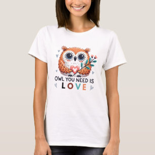 T-Shirt Coruja Bonita com Mensagem de Amor