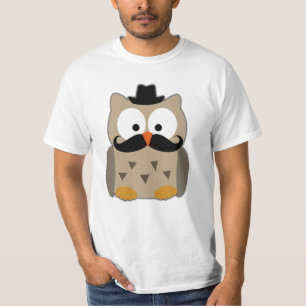 T-shirt Coruja com bigode e chapéu