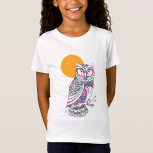 T-shirt Coruja e lua coloridas