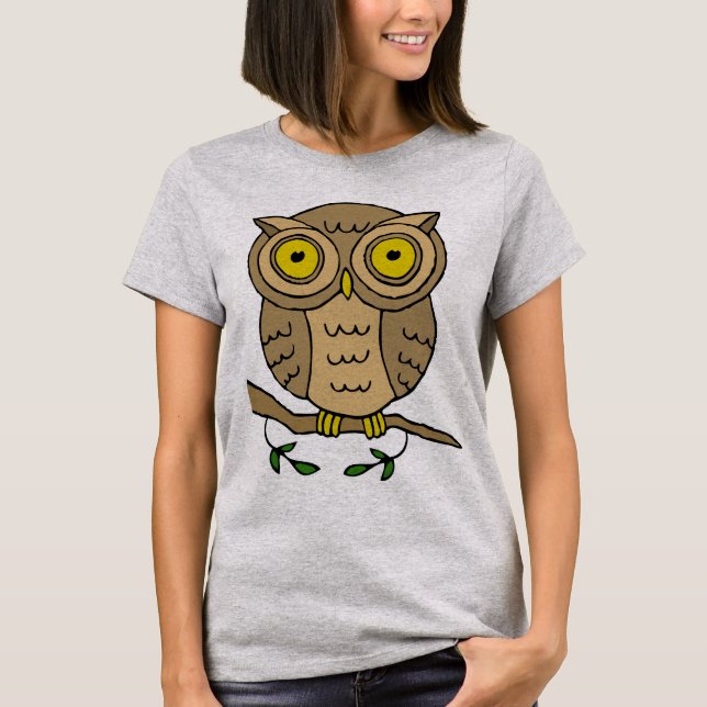 T-shirt Coruja Marrom Fofa (Frente)