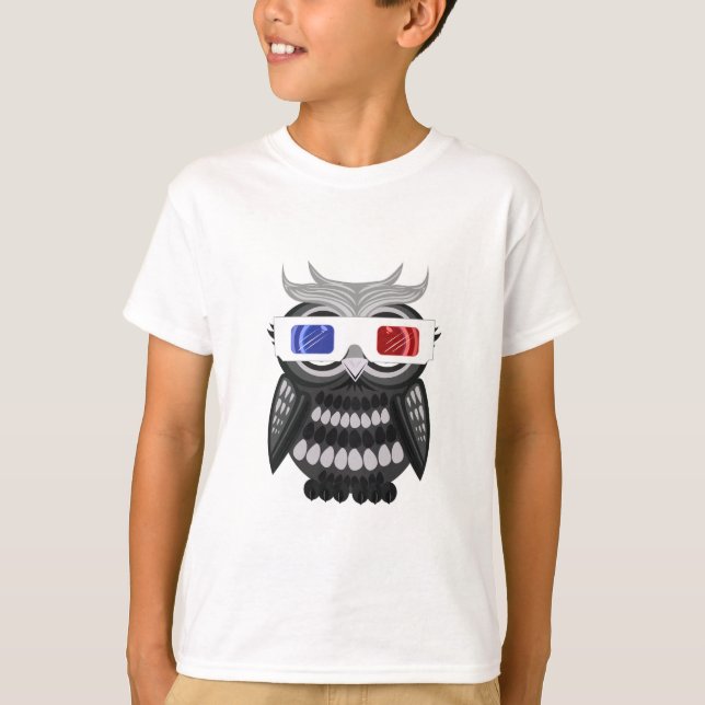 T-shirt Coruja - Óculos 3D (Frente)