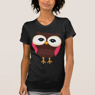 T-shirt Coruja retro em Brown e em rosa