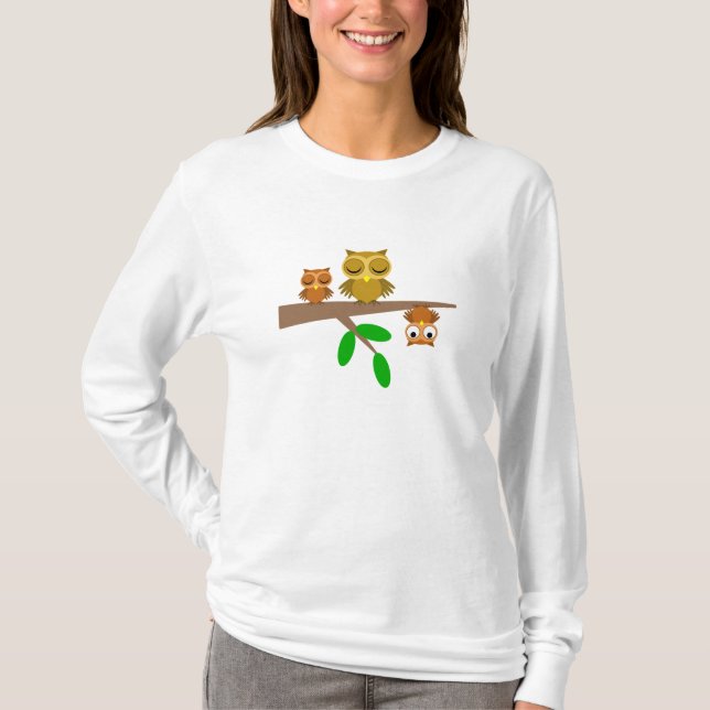 T-shirt corujas bonitos e engraçadas (Frente)